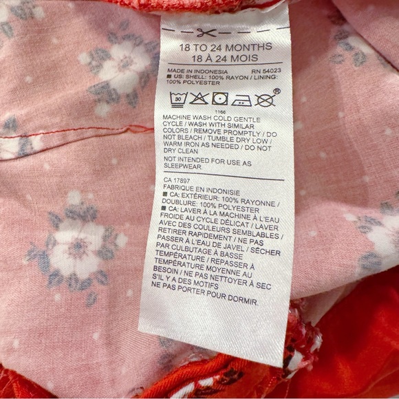 Janie and Jack Red and White Geo Floral Jumpsuit Size 18-24 Months - Picture 6 of 7